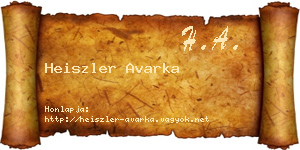 Heiszler Avarka névjegykártya